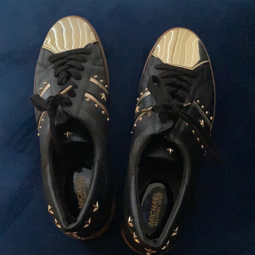 Black Leather & Metallic Gold